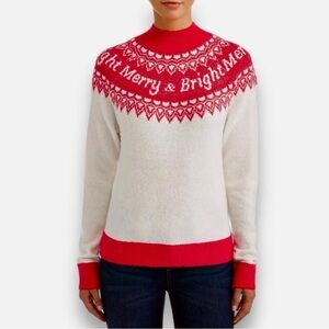 Women's Size Large Fair Isle Christmas “Merry & Bright” Sweater